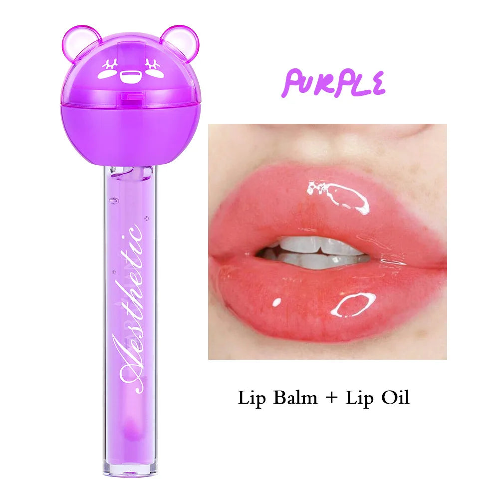 2 In 1 Cute Lollipop Lip Gloss Moisturizing Lip Plumper Lip Balm Lipstick Mineral Oil Lip Nutritious Lips Care Makeup Cosmetics Lootquake LLC