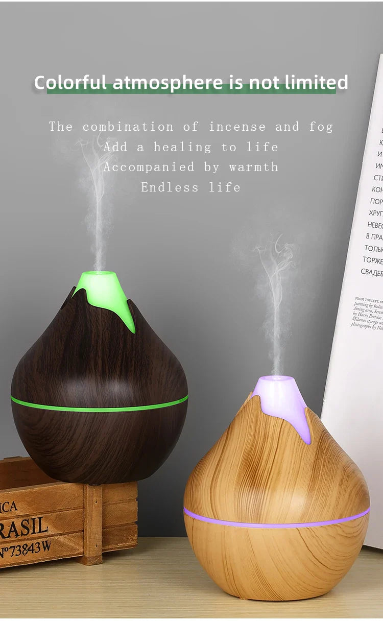 350ML USB aroma oil diffuser wood electric humidifier ultrasonic air humidifier mini aromatherapy LED light mist maker for home Lootquake LLC