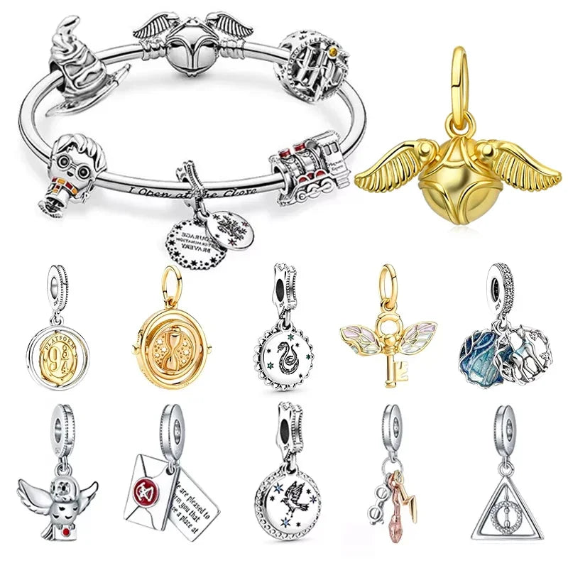 MINISO Charms Beads 925 Sterling Silver For 925 Original Harry 3mm Potter Bracelets Women Pendant DIY Jewelry Make Gifts Lootquake LLC