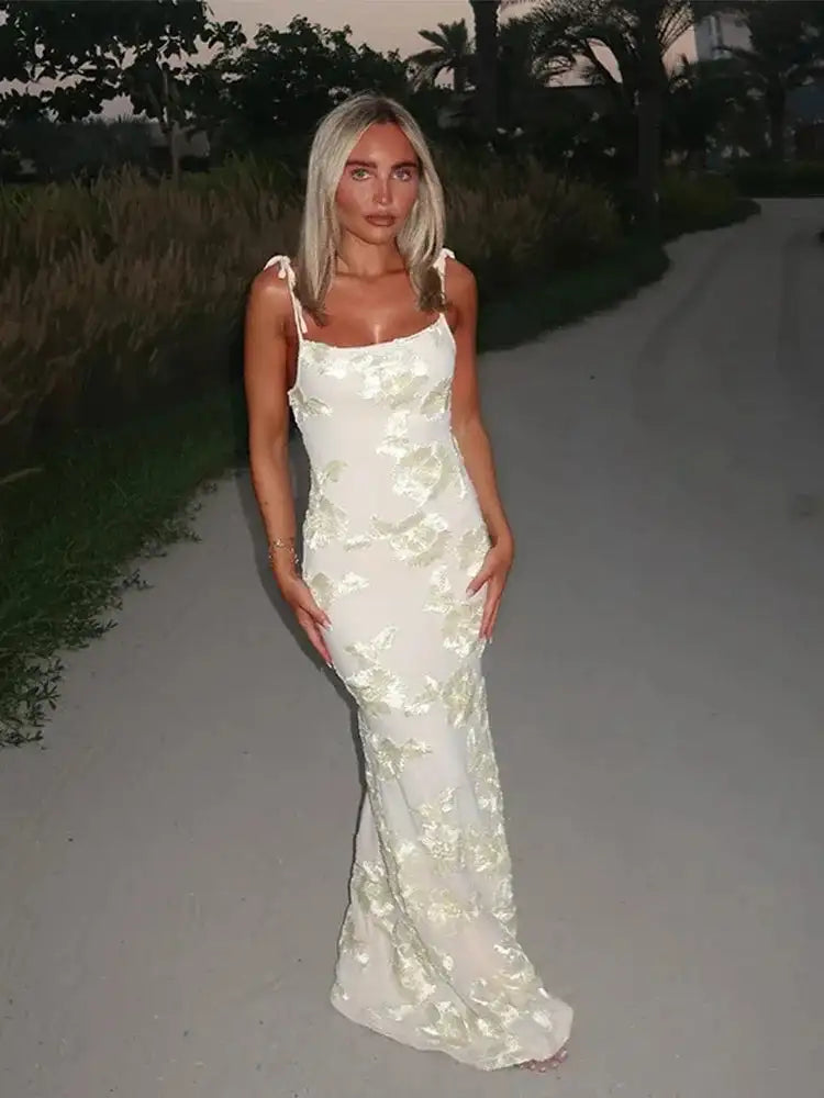 3D Flowers Mesh Patchwork Maxi Dresses Women Sleeveless Embroidered Floral Long Dress Elegant Evening Party Wedding Gowns