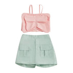 Adorable Baby Girl Sleeveless Top and Shorts Set with Cute Butterfly Print for Summer Outfit 2 Pieces Set