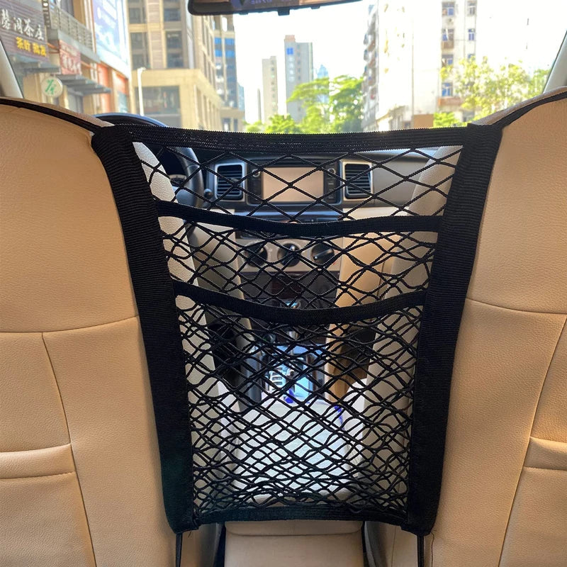 Car Storage Net Bag Between Seats Car Divider Pet Barrier Stretchable Elastic Mesh Bag Organizer Auto Accessories Lootquake LLC