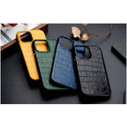 Unique Leather Case For iPhone 13 14 11 12 Pro Max XR X XS Strong Hard Shockproof Cover Green Leather Cover Classic Fashion Case for iPhone Protective Case Stevvex