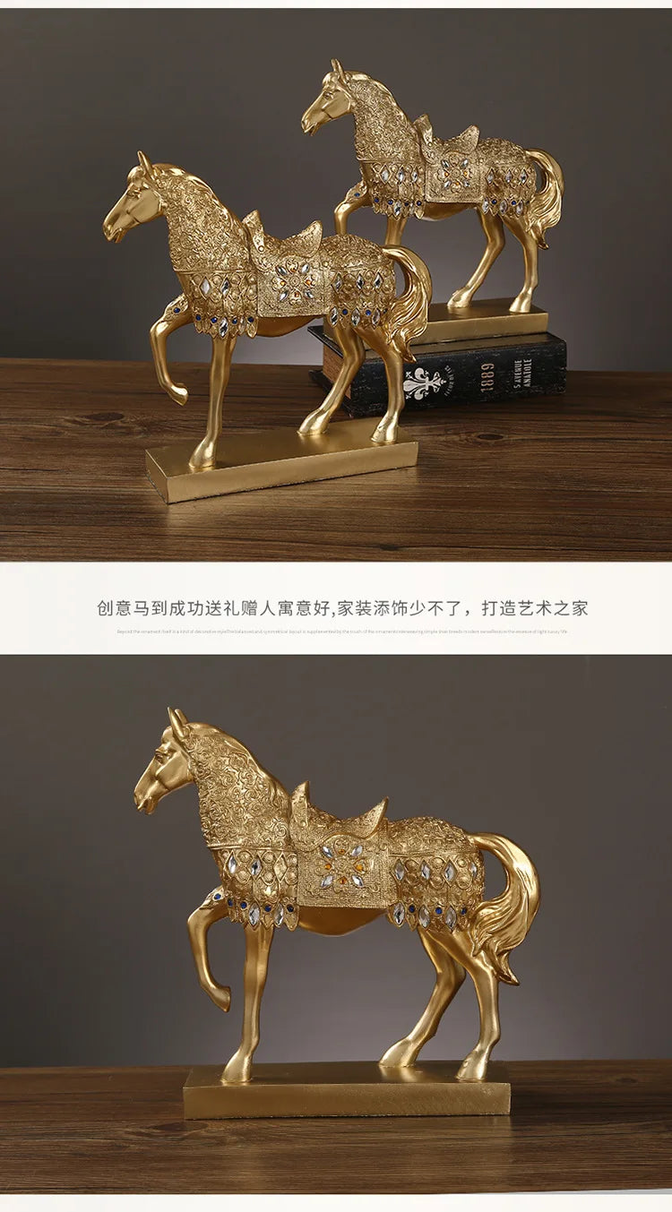 Resin Horse Sculpture, Animal Statue, European Style, Souvenir Gift, Living Room, Office, Study, Desktop Decoration, Gifts