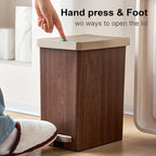 Large Capacity Trash Can，Elegant Wood Grain Design。Durable Plastic，Mute off，Save Space。Suitable for Kitchen、Bathroom、Office、Bedr Lootquake LLC