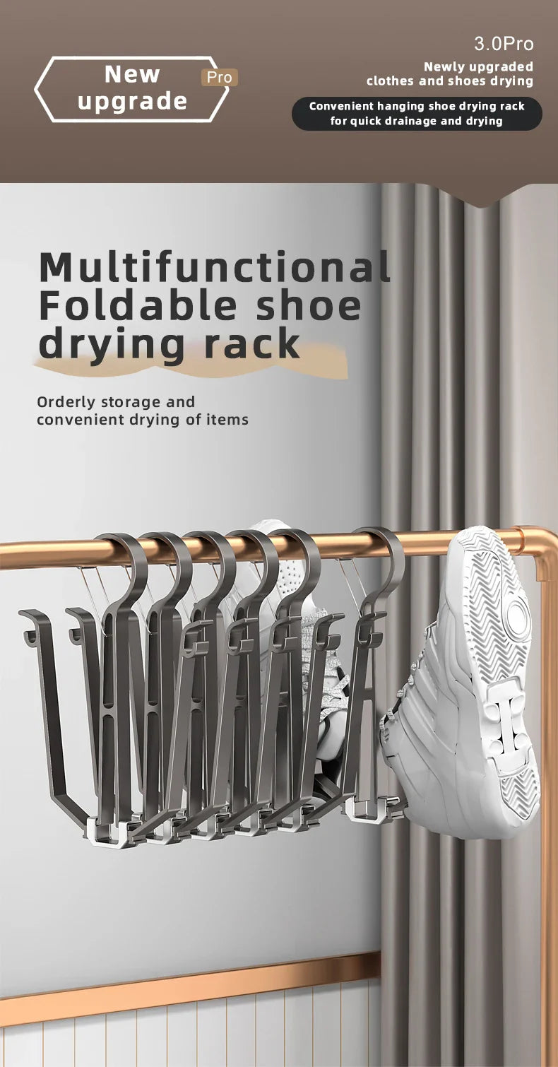 Household Shoes Drying Rack Balcony Foldable Shoe Hanger Clothing Hook Sneaker Rack Home Storage Lundary Tools Lootquake LLC