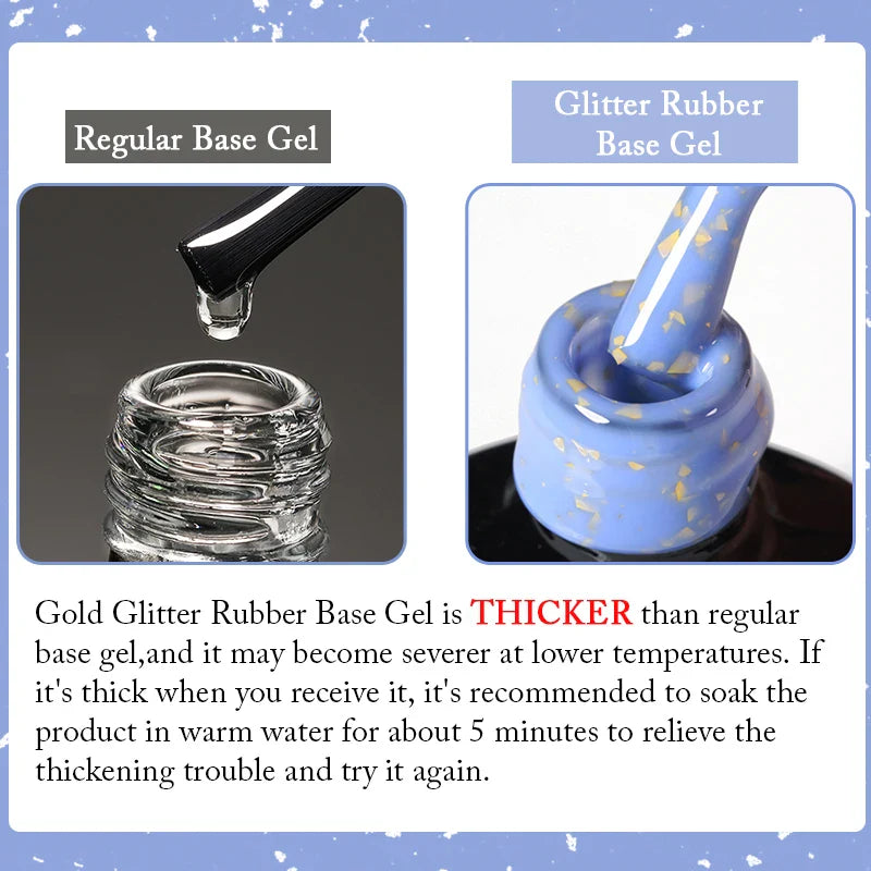 UR SUGAR Blue Color Rubber Base Gel Nail Polish Gold Glitter Base Gel Top Coat Soak Off UV LED Gel Nail Art Varnish Manicure Lootquake LLC