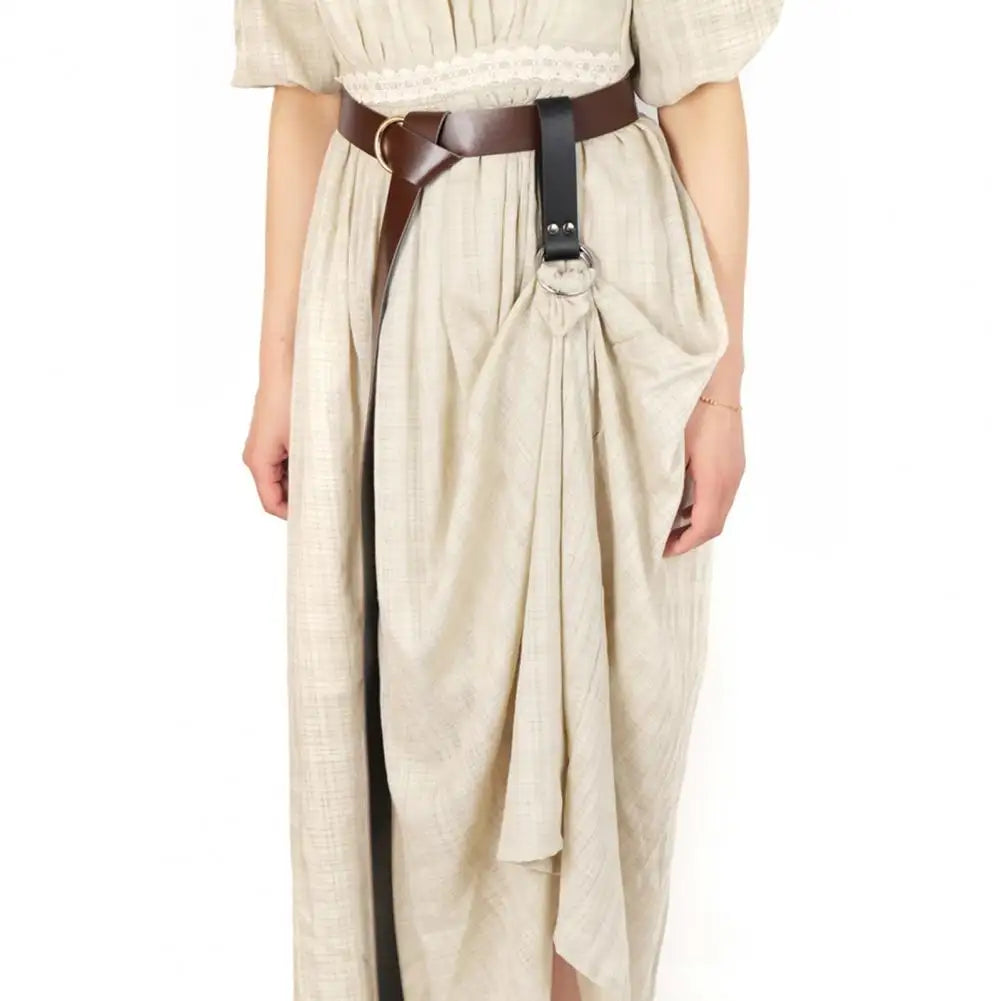 Skirt Hook Strap Medieval Belt Skirt Hikes Double Ring Faux Leather Loop Renaissance Accessory for Women's Long Dress Fixation