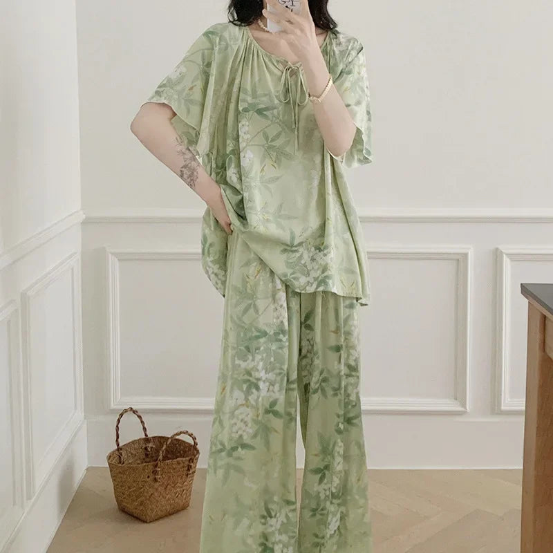 Sleepwear Women's Clothing Summer Blouse Cotton Silk New Thin Home Loose Casual Comfortable Premium Soft Simple  National Style Lootquake LLC