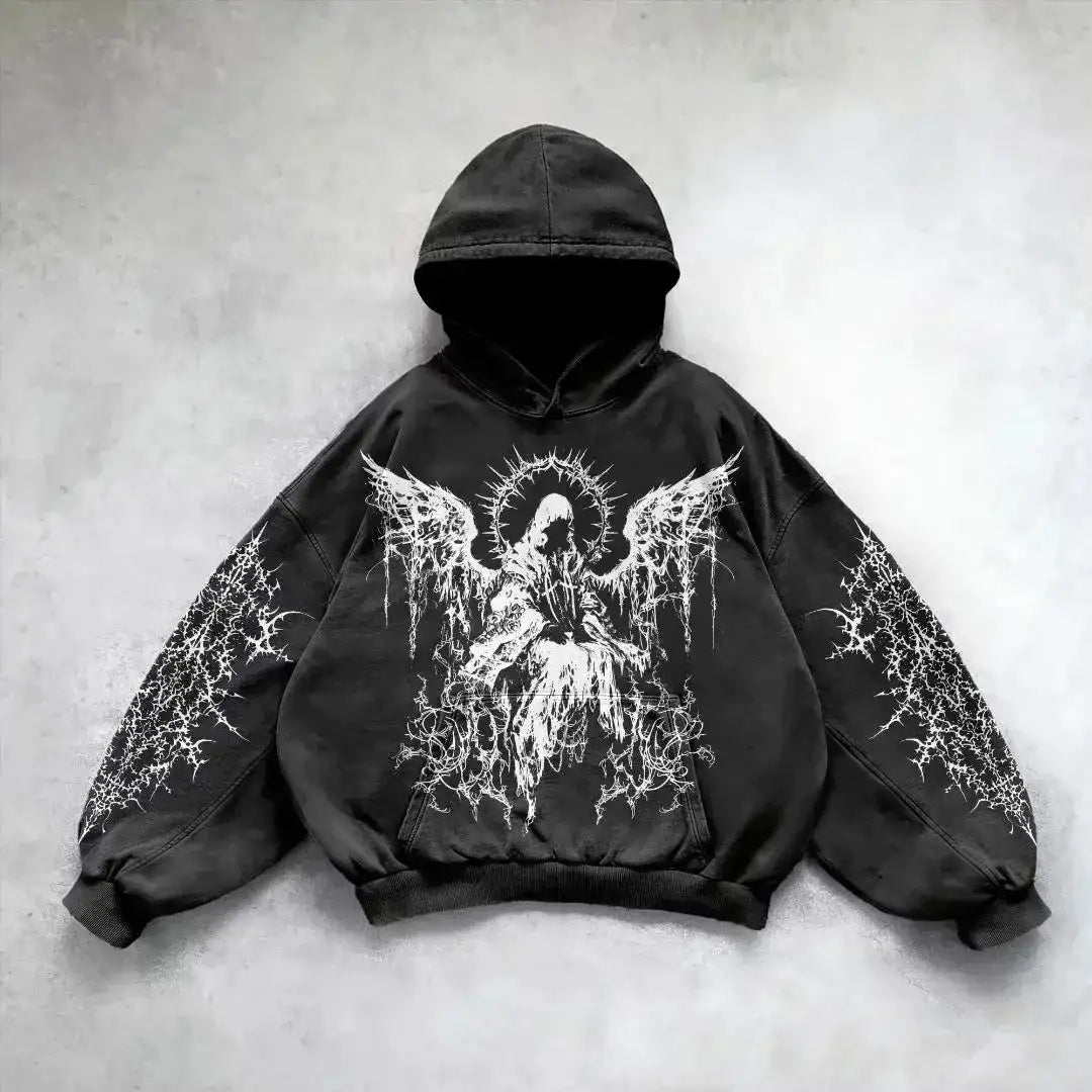 Harajuku hoodie dark punk print hoodies women oversized sweatshirt goth new couples y2k tops goth streetwear gothic clothes Lootquake LLC