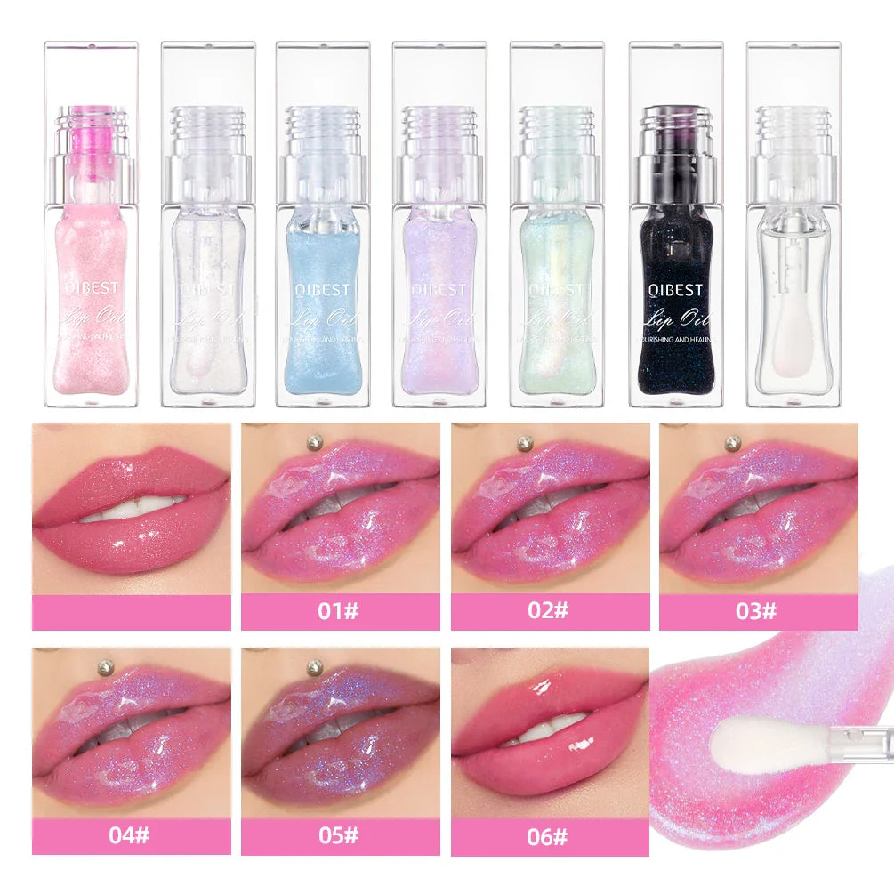 QIBEST Lip Oil Magic Warm Color Changing Lipstick Balm Lip Glaze Transparent Moisturizing Lipgloss Shiny Glitter Lips Cosmetics