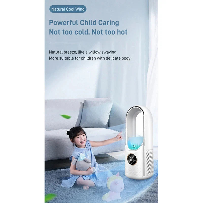 Portable USB Air Cooler Leafless Electric Fan 6 Speed Silent Timer Air Conditioner Cooling Fan Humidifier Conditioning Fan Lootquake LLC