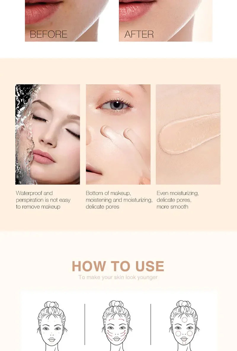 Liquid Foundation High Coverage Makeup Base Lasting Concealer BB Cream Waterproof Oil-Control Face Foundation Makeup Cosmetics Lootquake LLC