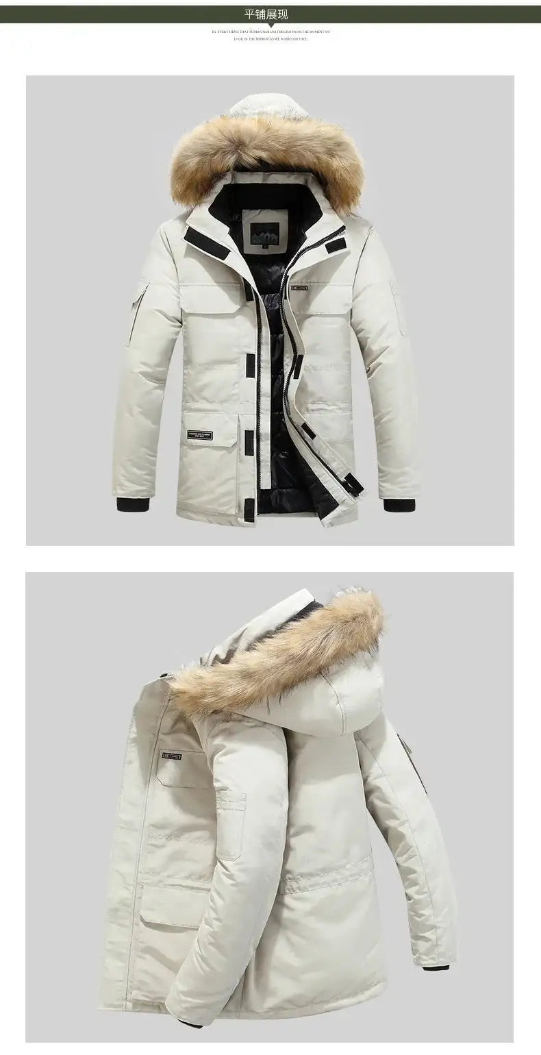 New Men Parkas Coat Windbreaker Big Pockets Wholesale Winter Parkas Men Thicken Coat Fur Hooded Jacket Overcoat Keep Warm Male