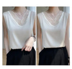 new woman clothing vest camis Tank top women's suit bottom lace lining 2024 summer new silk satin sleeveless top suspender vests