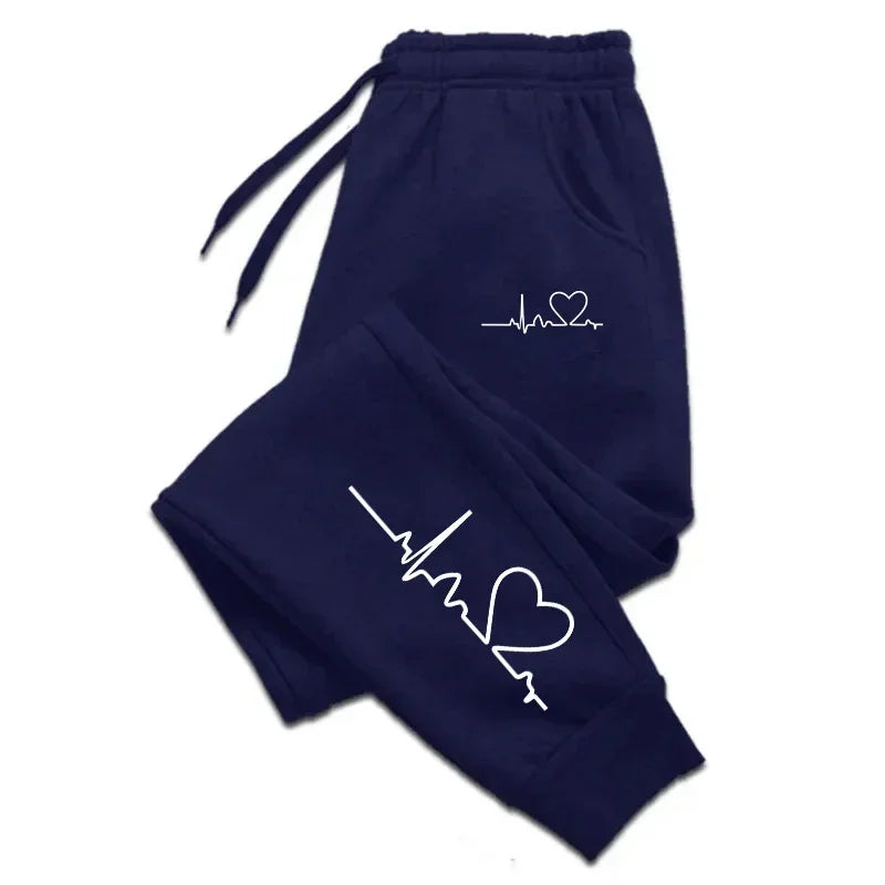 Heart Print Women's Sweatpants Jogging Pants THRIXINE