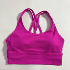 Solid Color Women Cross  Fitness sport Bra soft high strength Tight Top Comprehensive Training Gym Yoga Underwear With Chest Pad