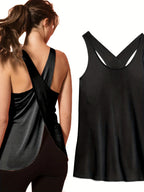 Women's Solid Wrap Back Sports Tank Top - SJB-DIAMOND ELITES