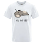 Need More Sleep Cartoons Bear Men Tshirt Street T-Shirts Hip Hop Unisex Tops Fashion Cotton Clothes Casual Breathable T Shirt