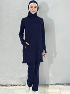 Sporty Muslim Sportswear Women Set Plain Islamic Pants Tops（contain Hijab) - SJB-DIAMOND ELITES