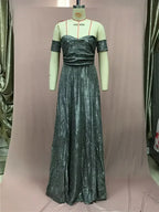 BKLD 2025 Evening Party Dress Sequin A-Line Strapless Sexy Fashion Solid Color Split Long Dresses Solid Color Women Clothing
