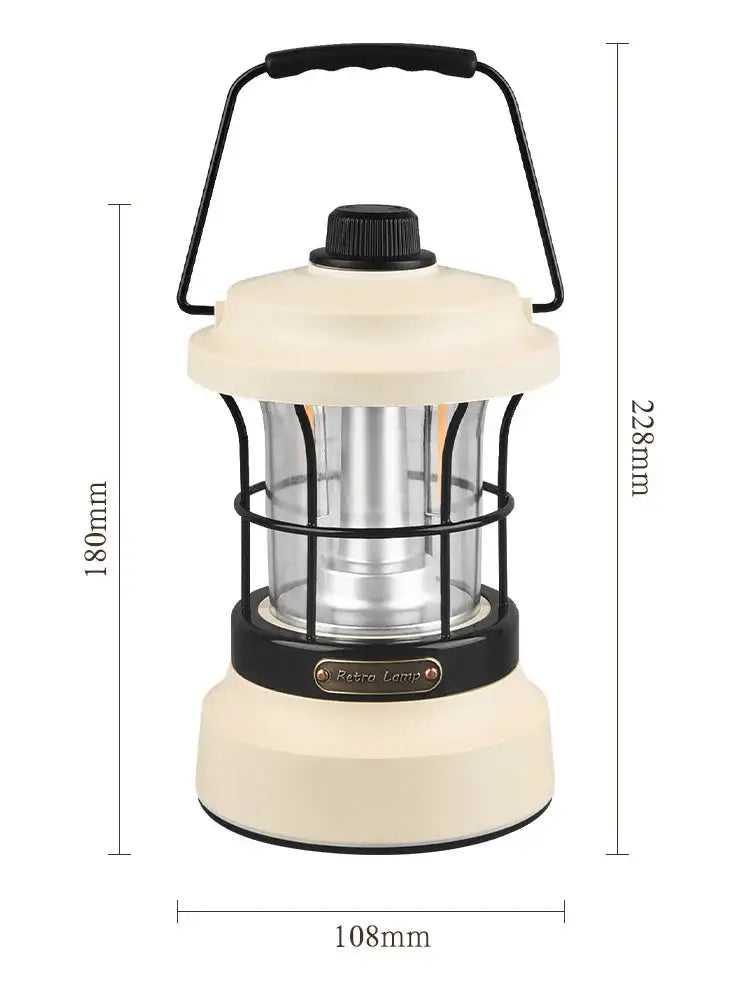 Retro Lamp Portable Camping Lantern USB Recharge Camping Tent Travel Light Vintage Outdoor Lighting Camping Equipment Flashlight