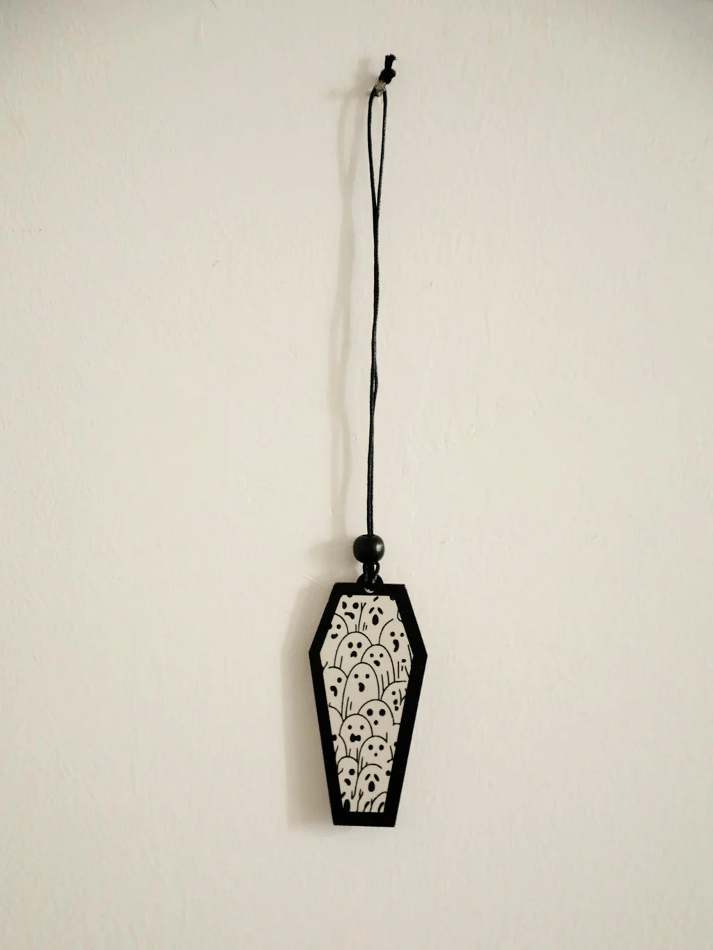Halloween Wooden Coffin Hanging Decoration, Cute Ghost Decor Pendant, Car Rearview Mirror Ornament, Ideal Gift for Home & Party Lootquake LLC