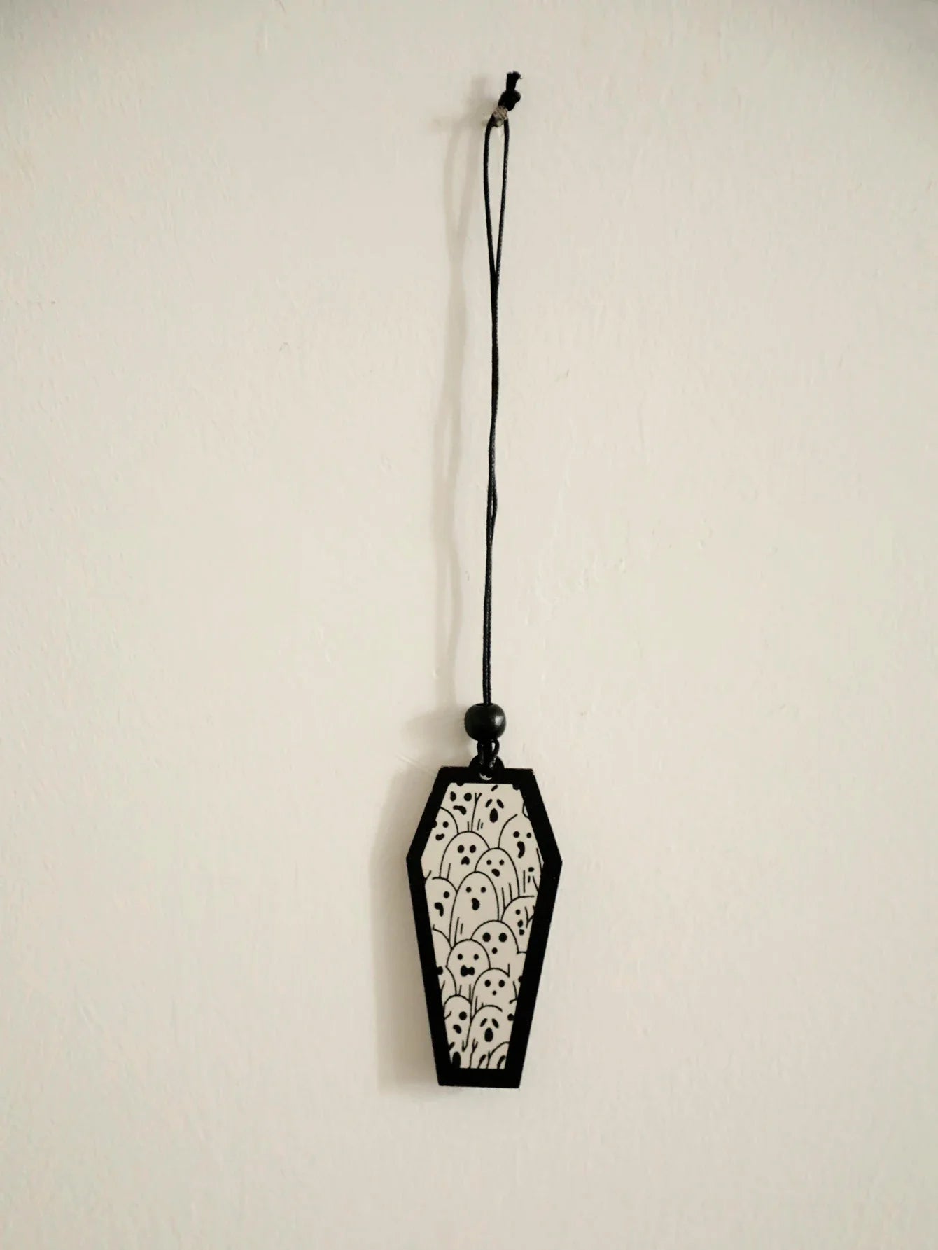 Halloween Wooden Coffin Hanging Decoration, Cute Ghost Decor Pendant, Car Rearview Mirror Ornament, Ideal Gift for Home & Party Lootquake LLC