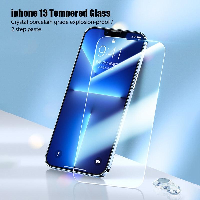 4PCS Tempered Glass for iPhone 11 12 13 14 Pro XR X XS Max Screen Protector on for iPhone 12 Pro Max Mini 7 8 6 6S Plus SE Glass Tempered Glass Easy Frame Installation HD Ultra-Thin Screen Protector Stevvex