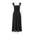 Ruched Bodycon Maxi Dress | Y2K Square Neck Slip Dress -femstylo