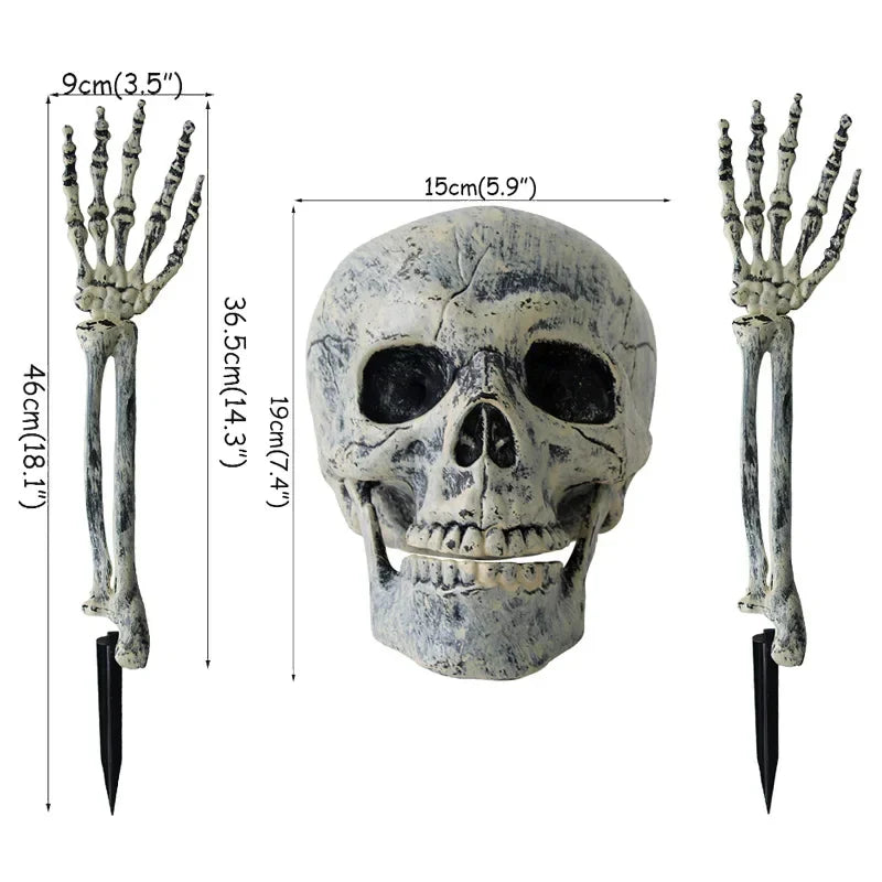 2025 Halloween Decoration Scary Skull Skeleton Hand Bone Realistic Skull Pile Yard Lawn Pile Garden Cemetery Home Decor Lootquake LLC