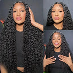 Curly 4x4 5x5 Glueless Lace Front Wig 220 Density Natural Color Deep Wave Pre Cut Brazilian Human Hair HD Lace wigs Water Wave