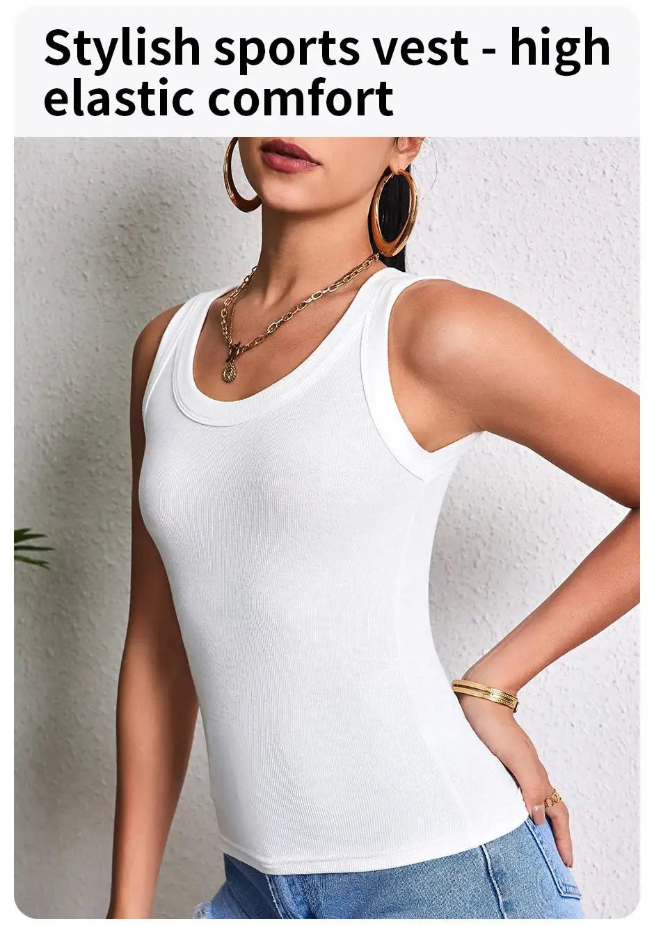 European and American Yards Ladies Suspender Vest Sleeveless Top Solid Color Sexy Thread Bottoming Thin Vest Four Seasons Essent