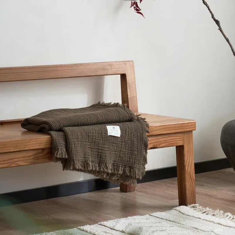 Maillard Cotton Blankets Four Layers Of Gauze Sofa Cover Blanket With Tassel AB Side Office Nap Decorative Bed Muslin Blanket Lootquake LLC