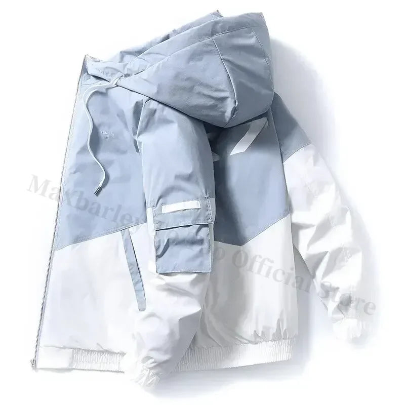 Men's Coat Casual Korean Style Spring Fashionable Thin Topmen's Jacket Hood Student Workwear Jacket Harajuku Street Clothing Pi-Mart