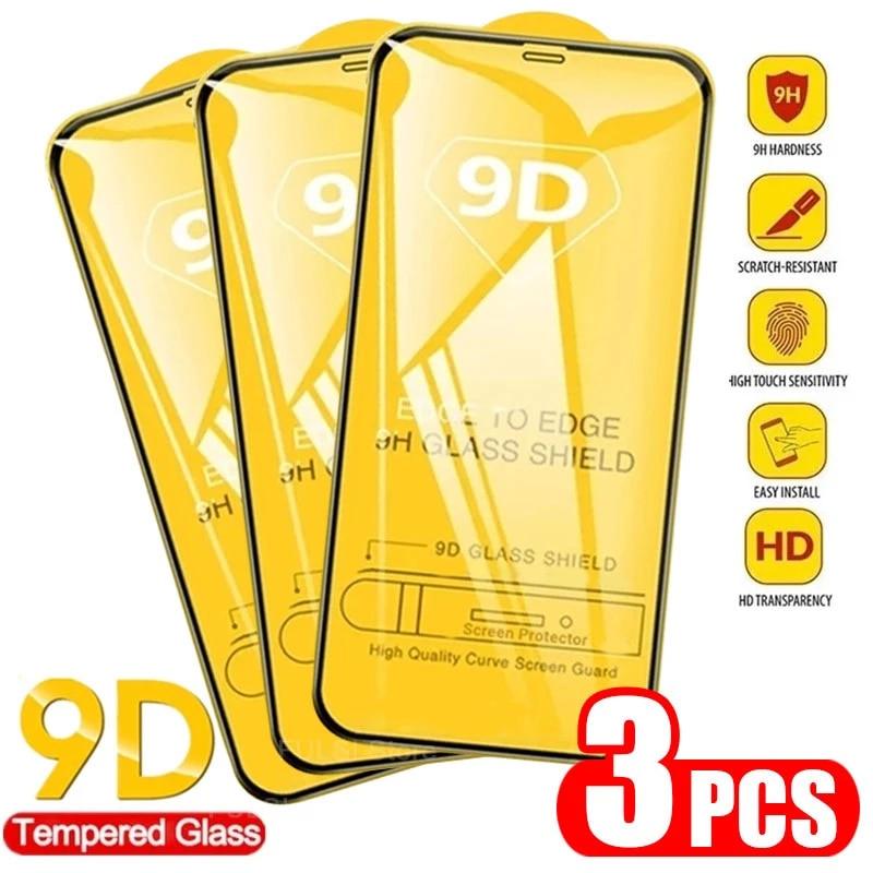 9D Tempered Glass for iPhone 11 12 13 14 Pro XR X XS Max Screen Protector on for iPhone 12 Pro Max Mini 7 8 6 6S Plus SE Glass Tempered Glass Screen Protector Compatible for iPhone Stevvex