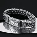 Powerful S925 pure silver vintage pattern woven bracelet, suitable for both men and women, fashionable jewelry gift for everyone Pi-Mart