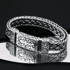 Powerful S925 pure silver vintage pattern woven bracelet, suitable for both men and women, fashionable jewelry gift for everyone Pi-Mart