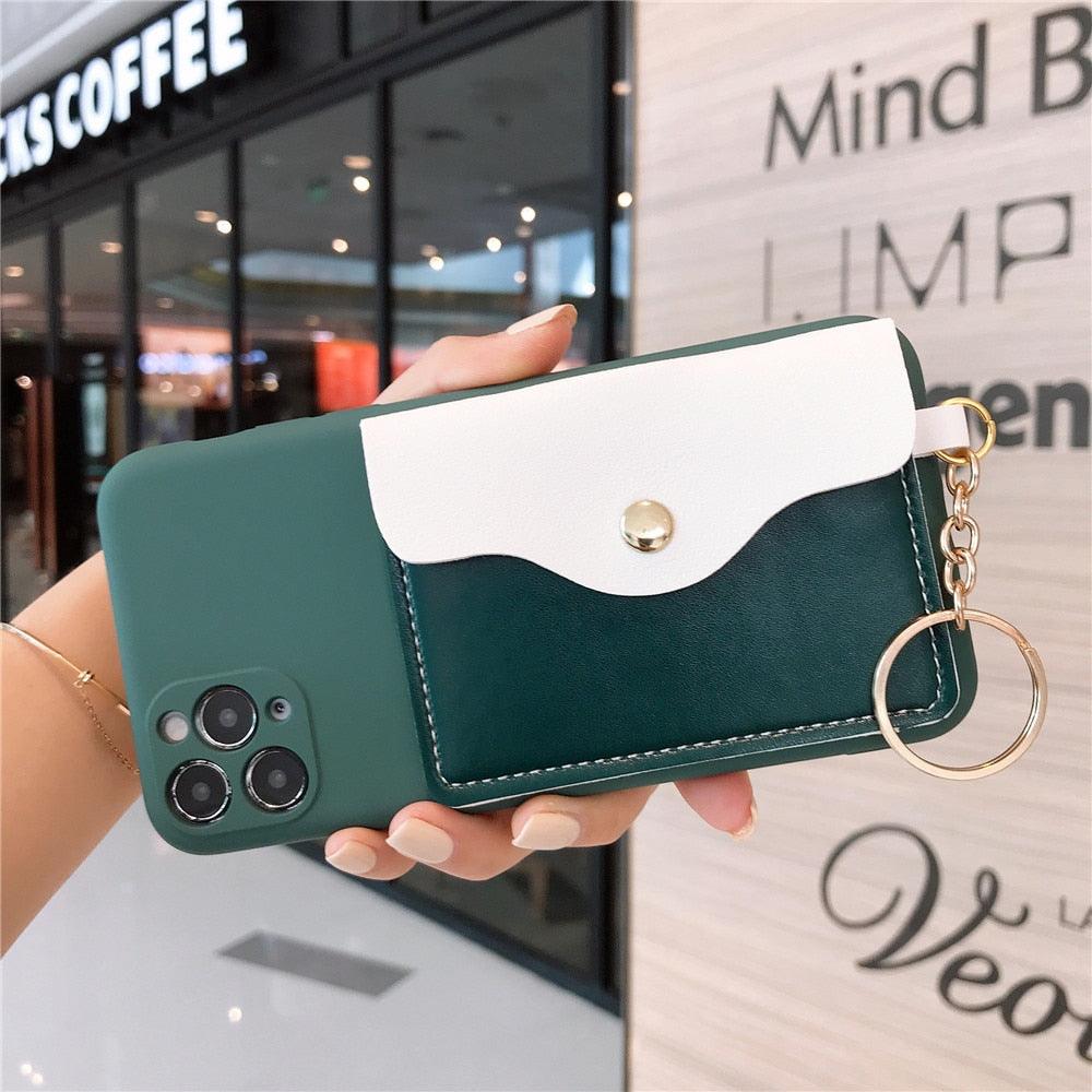 Luxury Wallet Phone Case For iPhone 13 Pro Max 11 12 Pro Max X XR XS 7 8 Plus 13 Mini Soft Silicone Handbag Card  Phone Case Wallet Compatible iPhone Bag Cover Stevvex