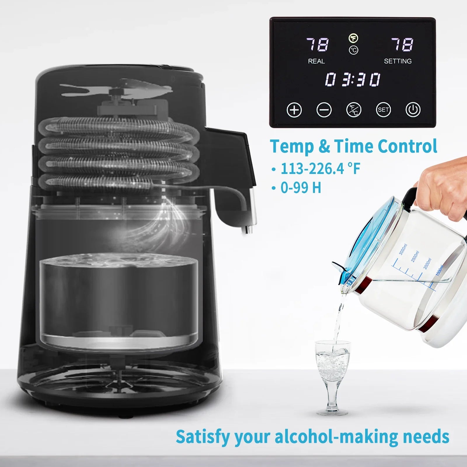 SucceBuy 4L Water Distiller Purifier Filter Dispenser Drinking Bottle Softener Temp Display Overheat Protection Home Appliance Lootquake LLC