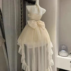 2025 Women Kawaii Ruffles Bow Suspender Princess Dresses Gothic Lolita Jsk Mini Dress Girl Sweet Fairy Party Trailing Dress