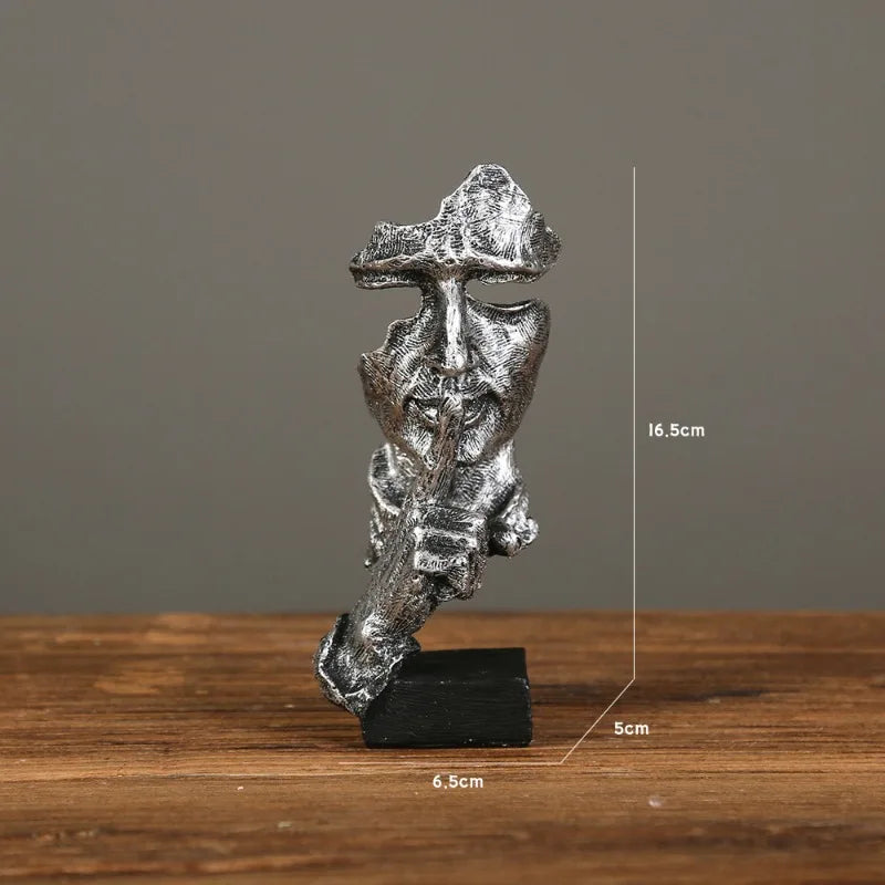 New Creative Abstract Silence Is Gold Abstract Figurine Resin Hand Face Men Statue Sculpture Home Office Living Room Desk Decor Lootquake LLC