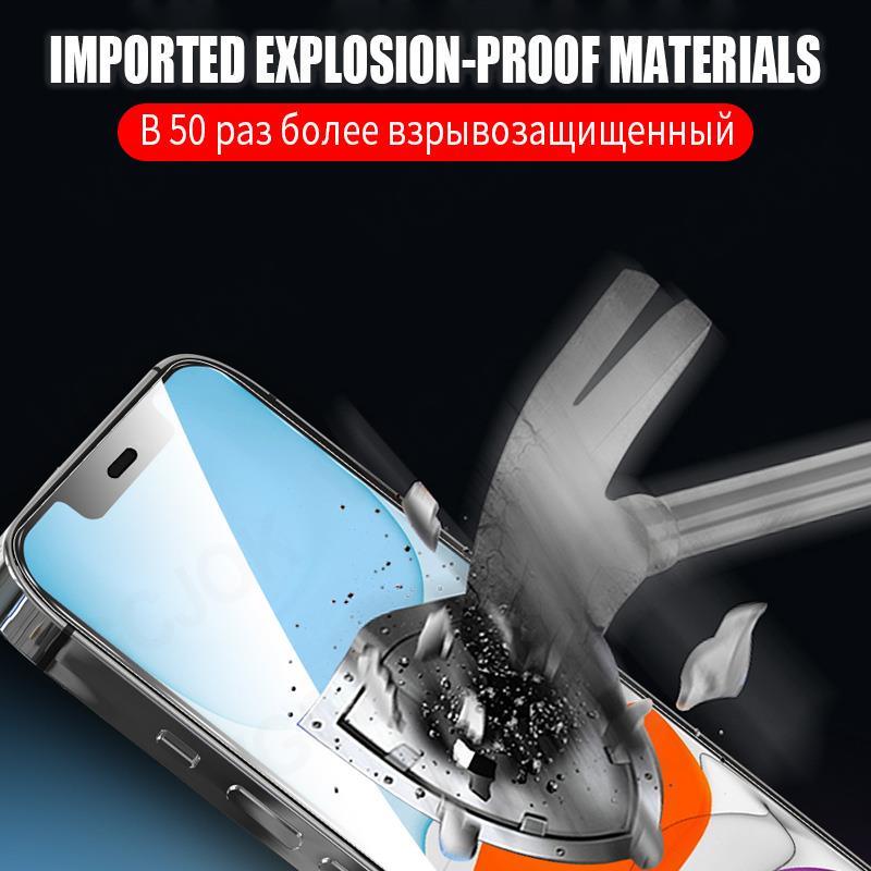9D Full Cover Tempered Glass For iPhone 14 Plus 13 12 11 Pro Max mini Screen Protector iPhone X XR XS Max Protective Film 9H Tempered Glass Film Case-Friendly Screen Protector for iPhone Stevvex