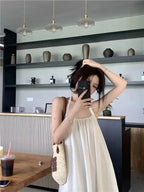 Summer Vacation Dress Thailand Style Open-back Halter Neck Age-reducing Photography Beach Long Dress Belted