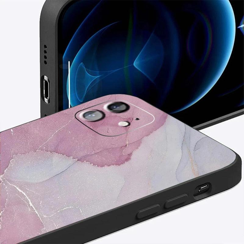 Luxury Marble Texture Phone Case For iPhone X XR XS 7 8 6S 6 5 Plus Silicone Anti Fall Back Cover Ultra Thin Soft Silicone Protective Shockproof and Scratch Resistant with Cute Design Pattern Case Stevvex