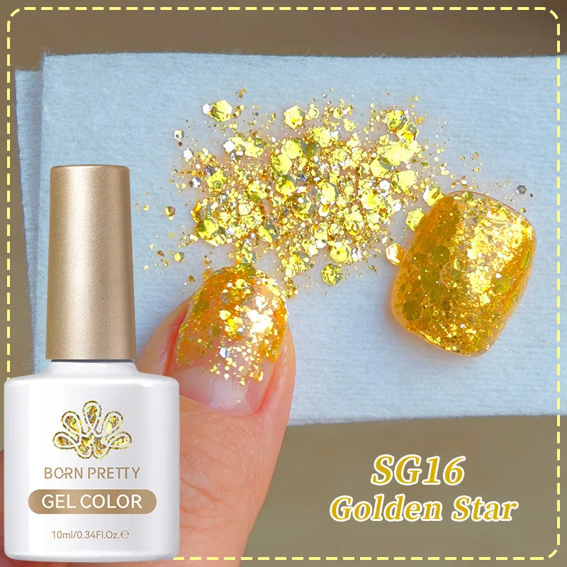 BORN PRETTY 10ml Reflective Glitter Gel Nail Polish Carat Mirage Sparkling Color Shine UV LED Soak Off Semi-Permanant Varnish Lootquake LLC