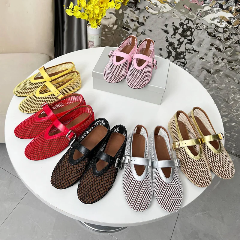 Summer Women's Shoes  breathable fishing net hollowed-out Roman-style flat women's sandals Mary Jane shoes Lootquake LLC