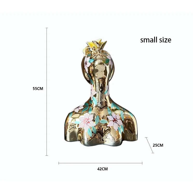 Decorati Statue Home Decor Creative Half Body Abstract Goddess Electroplated Painted Portrait Ornaments in Living Room Sculpture