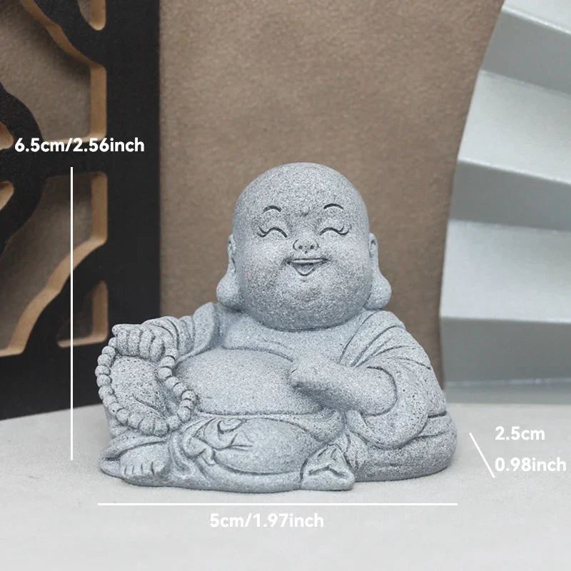 Buddha Stone Statue Little Buddhist Monks Tibetan Buddhism Figurines Zen Garden Ornament Meditation Home Aquarium Decoration Lootquake LLC