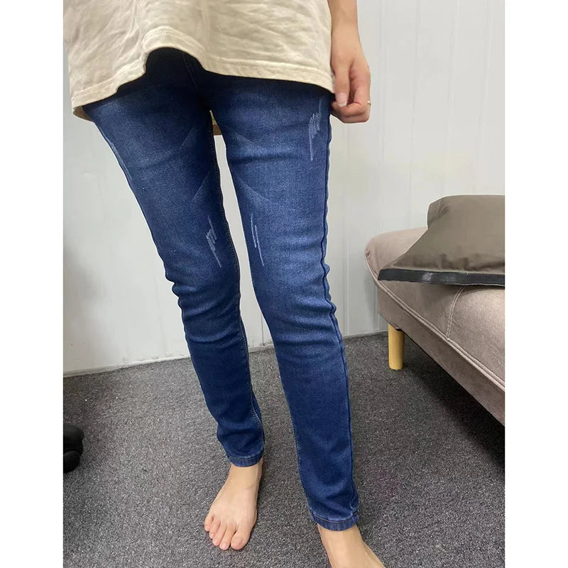 Women Thermal Jeans Winter Snow Warm Plush Stretch Jeans Lady Skinny Thicken Fleece Denim Long Pants Retro Blue Pencil Trousers Lootquake LLC
